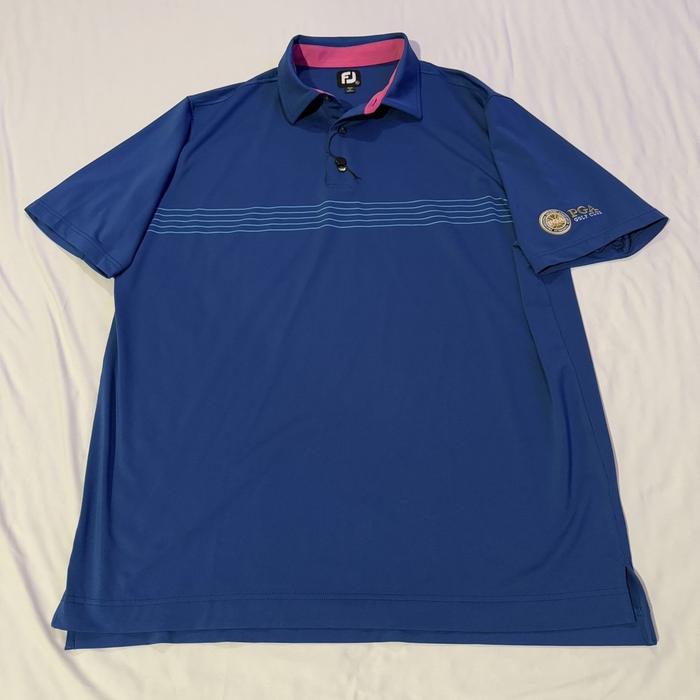 FootJoy Blue Polo Shirt Short Sleeve Performance Stretch Mens XL PGA Golf Club